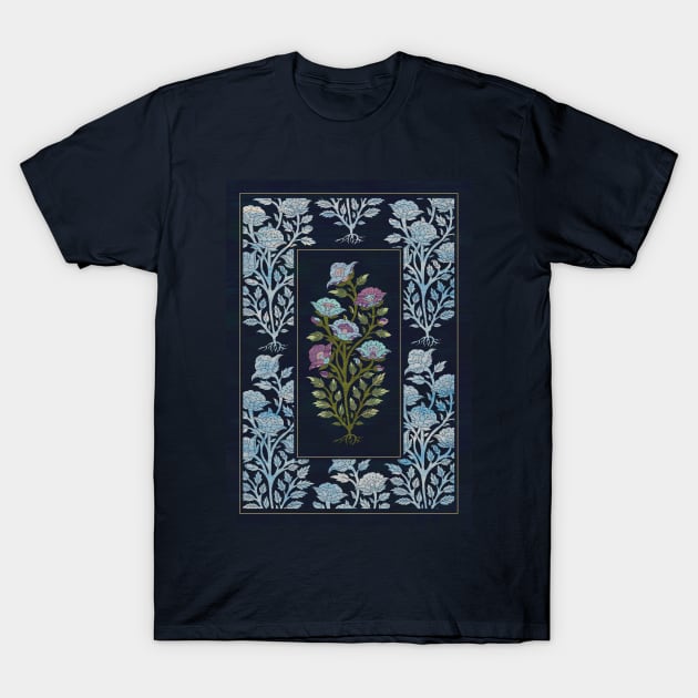 Rose garden (indigo) T-Shirt by grendgallery